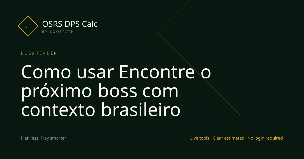 Como usar Encontre o próximo boss com contexto brasileiro visual overview