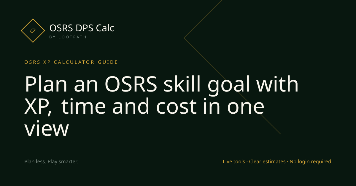 Plan an OSRS skill goal with XP, time and cost in one view visual overview
