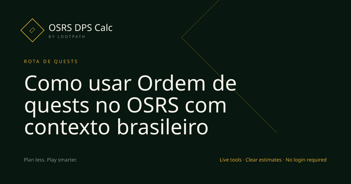 Como usar Ordem de quests no OSRS com contexto brasileiro visual overview
